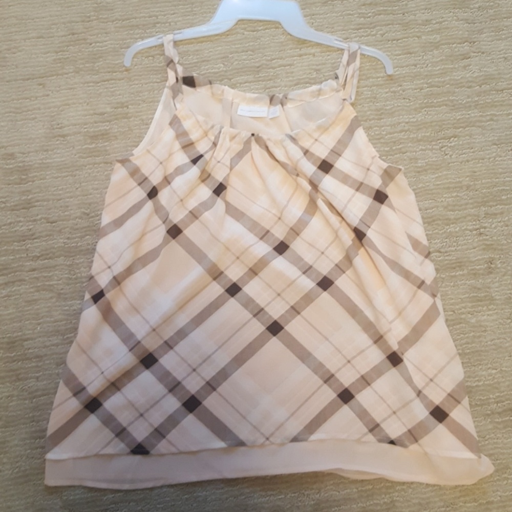 Pale pink and brown blouse